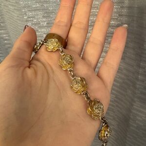Elegant Gold and Silver Rose Bracelet
